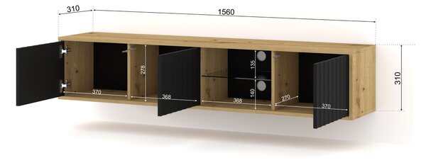 TV stolić/ormarić 156 Vinear (hrast artisan + crna)