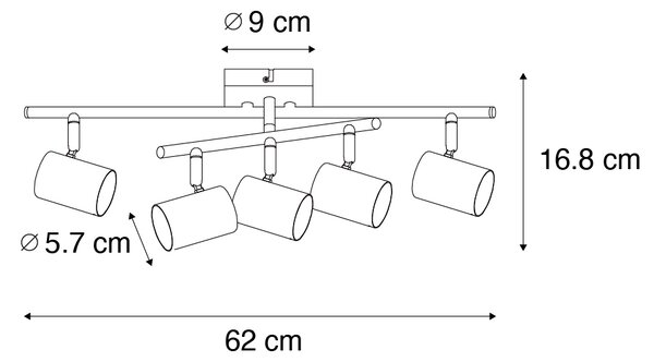 Moderna stropna svjetiljka brončana 5 svjetala podesiva pravokutna - Jeana