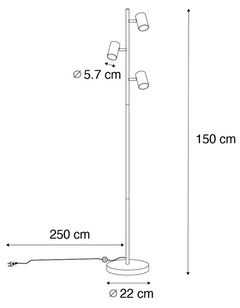 Moderna podna lampa brončana 3-svjetla - Jeana