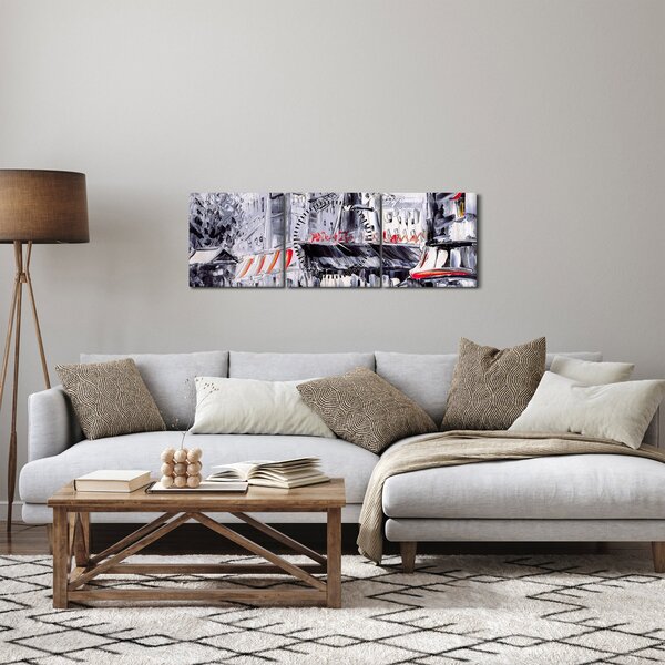 Slika - Ulica v Parizu, oljna slika (sa satom) (90x30 cm)
