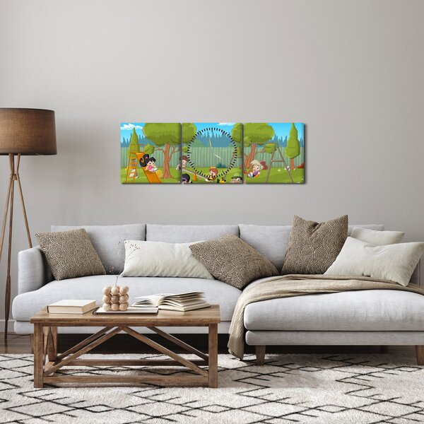 Slika - Otroci na igrišču (sa satom) (90x30 cm)