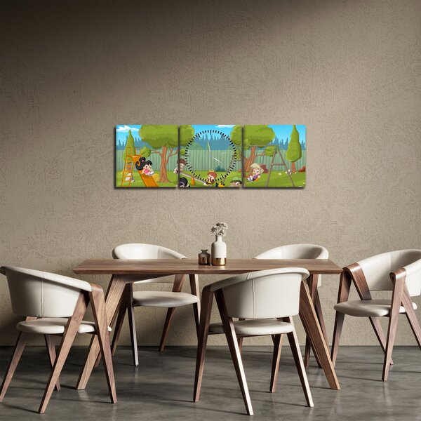 Slika - Otroci na igrišču (sa satom) (90x30 cm)