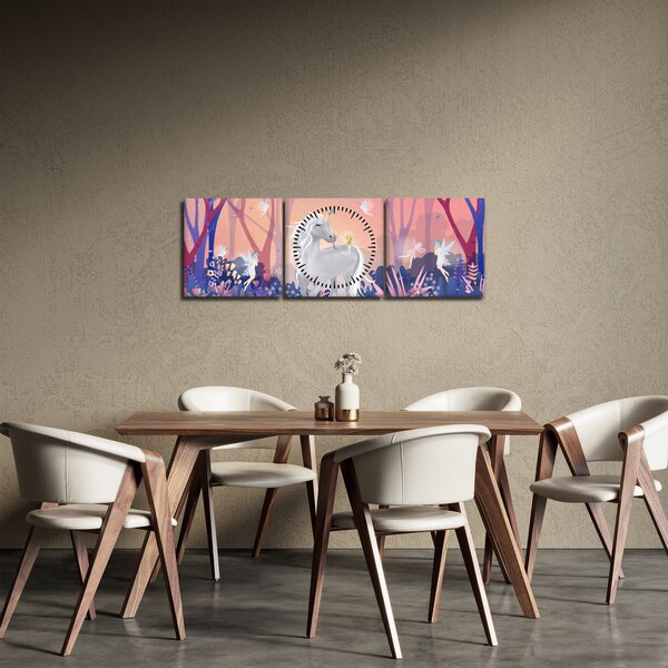 Slika - Samorog v čarobnem gozdu (sa satom) (90x30 cm)