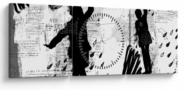 Slika - Ulična umetnost - vrvež (sa satom) (90x30 cm)