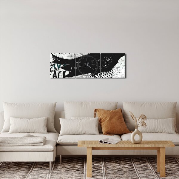 Slika - Ulična umetnost - ptica (sa satom) (90x30 cm)