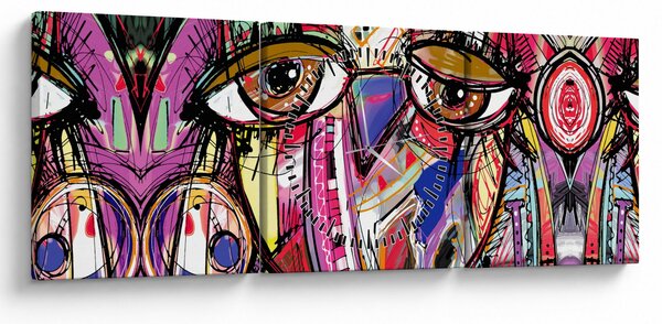 Slika - Ulična umetnost - sova (sa satom) (90x30 cm)