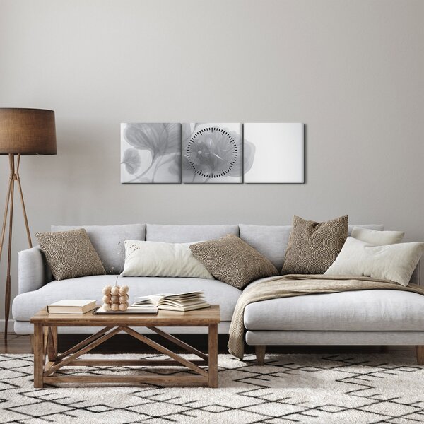Slika rož v odtenkih sive (sa satom) (90x30 cm)