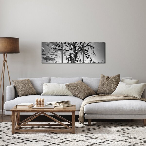Slika - Črno-belo drevo (sa satom) (90x30 cm)