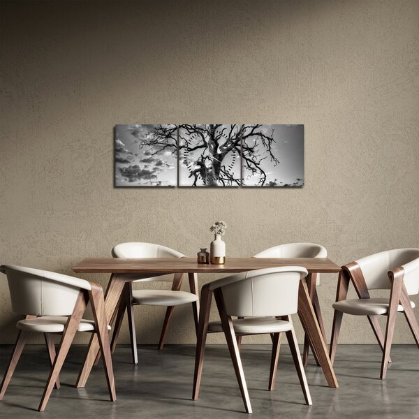 Slika - Črno-belo drevo (sa satom) (90x30 cm)