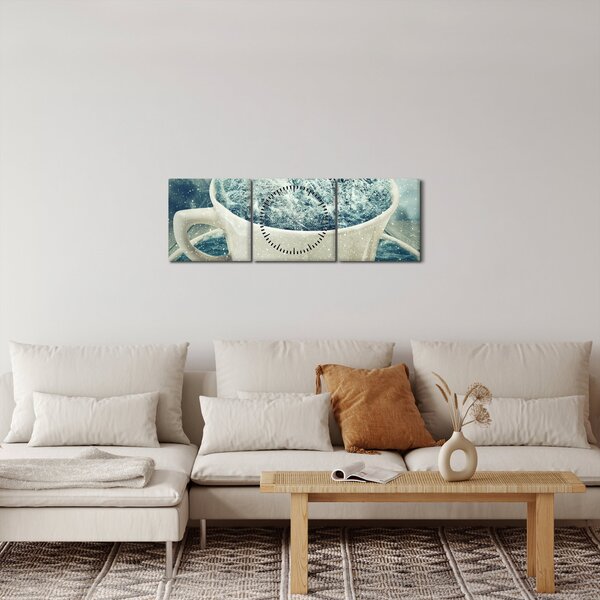 Slika - Zimski svet v skodelici (sa satom) (90x30 cm)