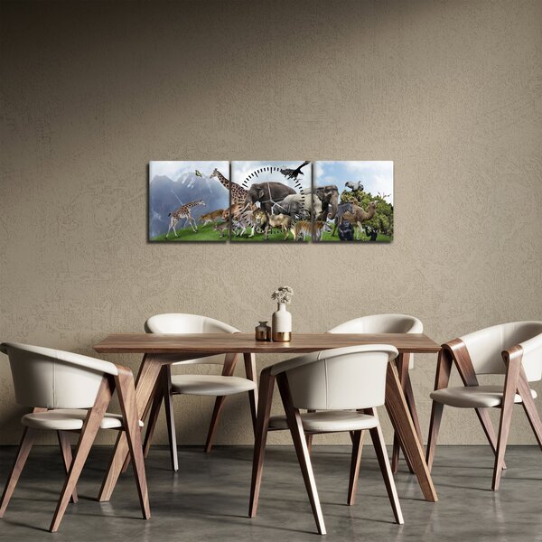 Slika - Živali na otoku (sa satom) (90x30 cm)