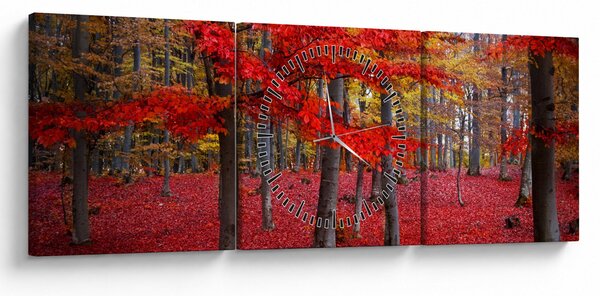 Slika - Rdeči gozd (sa satom) (90x30 cm)