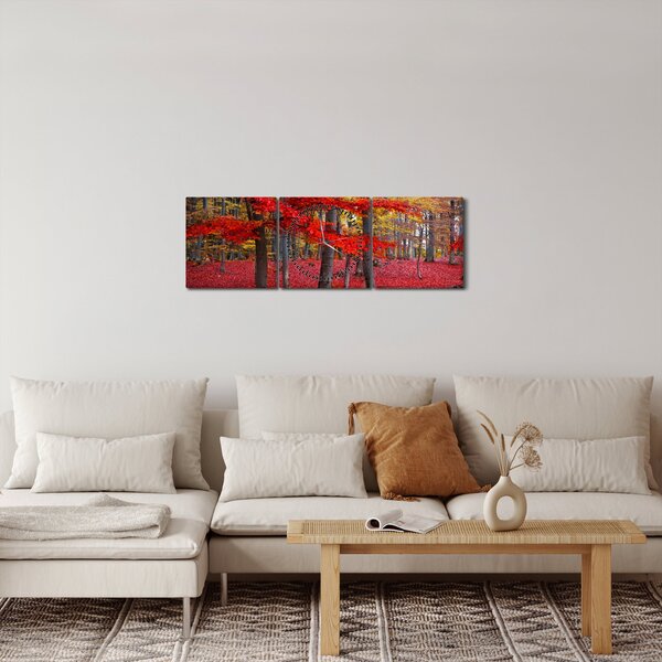 Slika - Rdeči gozd (sa satom) (90x30 cm)