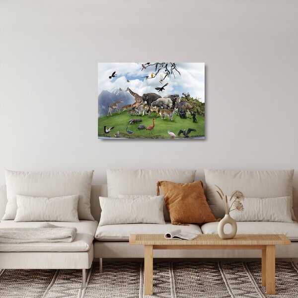 Staklena slika - Živali na otoku (70x50 cm)
