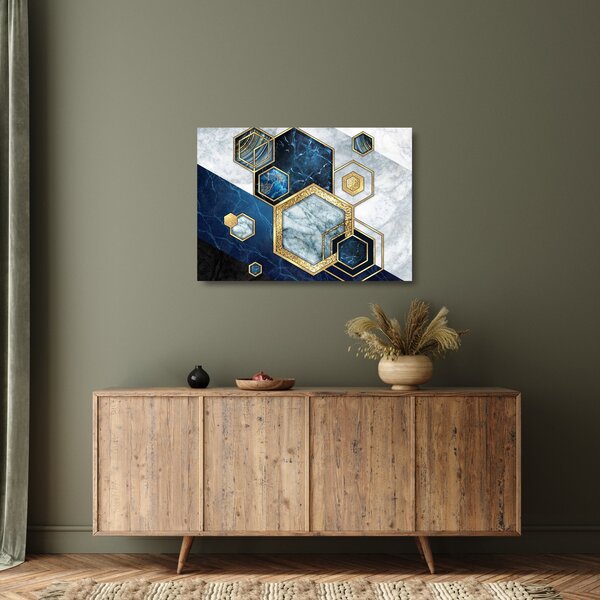 Staklena slika - Marmorni šesterokotniki (70x50 cm)