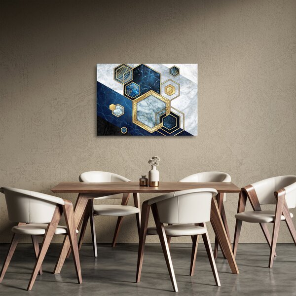 Staklena slika - Marmorni šesterokotniki (70x50 cm)