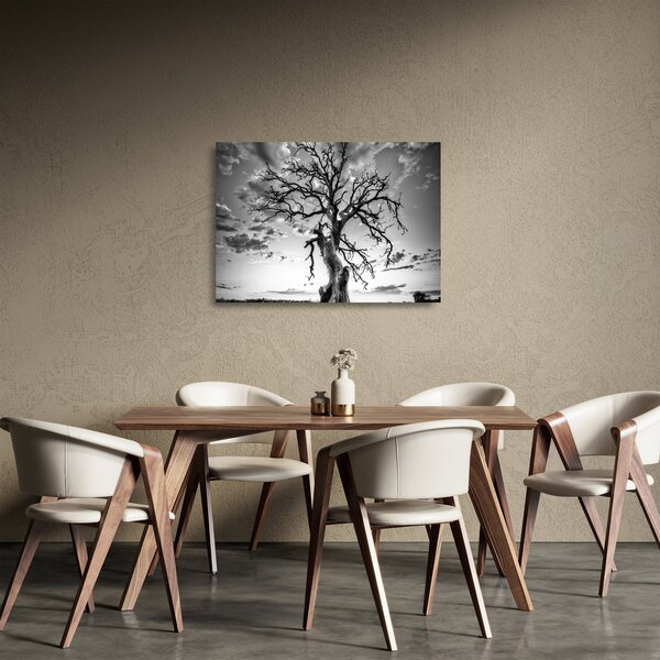 Staklena slika - Črno-belo drevo (70x50 cm)