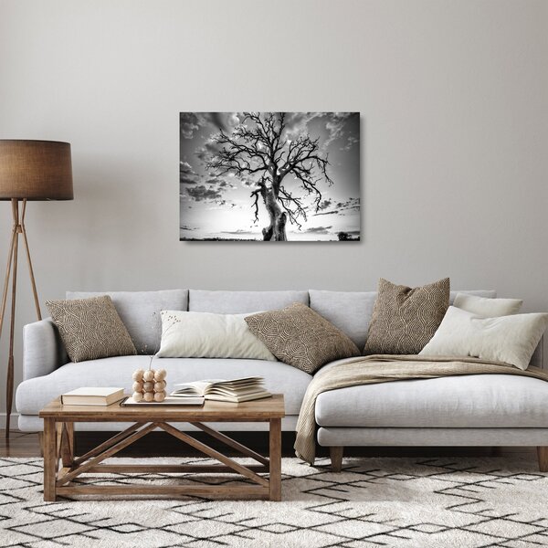 Staklena slika - Črno-belo drevo (70x50 cm)