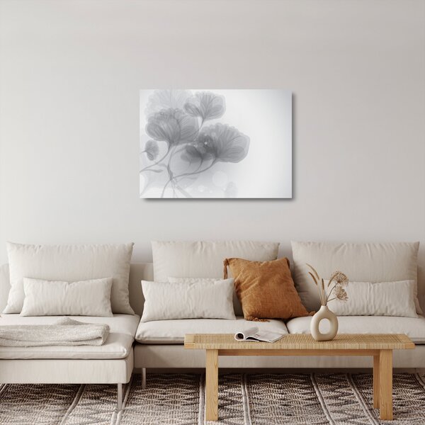 Staklena slika rož v odtenkih sive (70x50 cm)