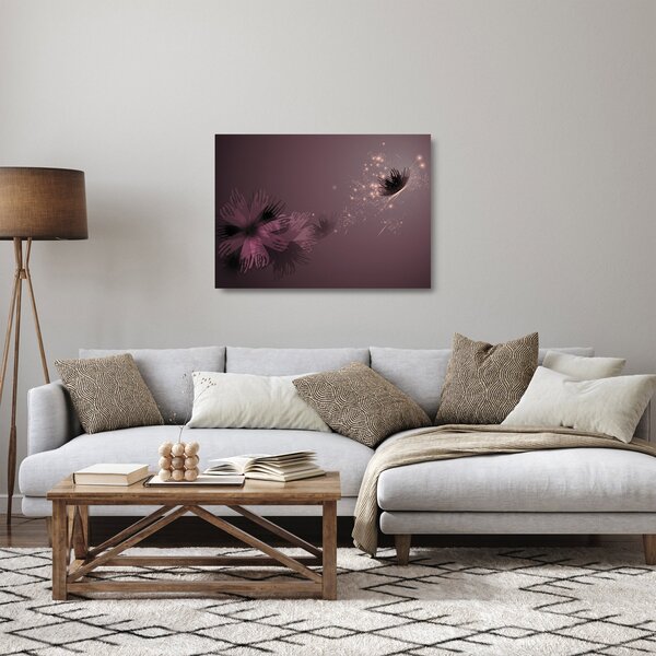 Staklena slika rože z metuljem (70x50 cm)