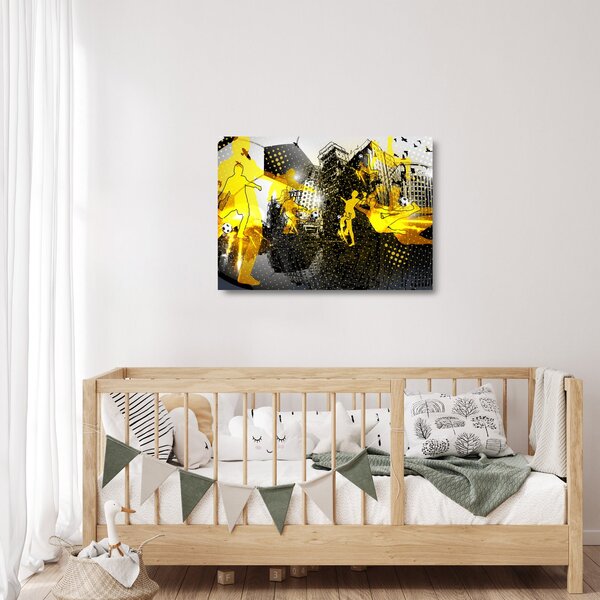 Staklena slika - Nogomet v velikem mestu (70x50 cm)