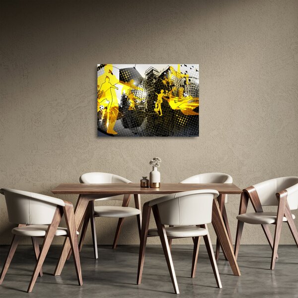 Staklena slika - Nogomet v velikem mestu (70x50 cm)