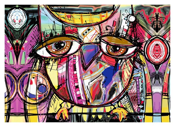 Staklena slika - Ulična umetnost - sova (70x50 cm)