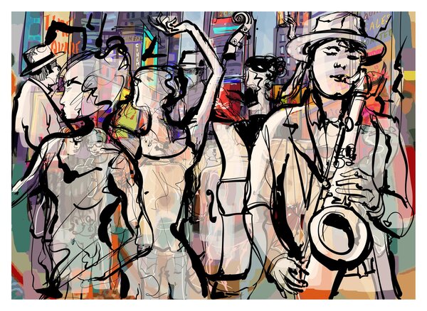 Staklena slika - Večer jazza (70x50 cm)