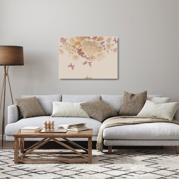 Staklena slika - Vintage rože in metulji (70x50 cm)