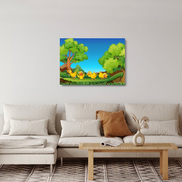Staklena slika - Vesele račke (70x50 cm)