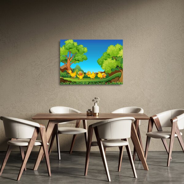Staklena slika - Vesele račke (70x50 cm)