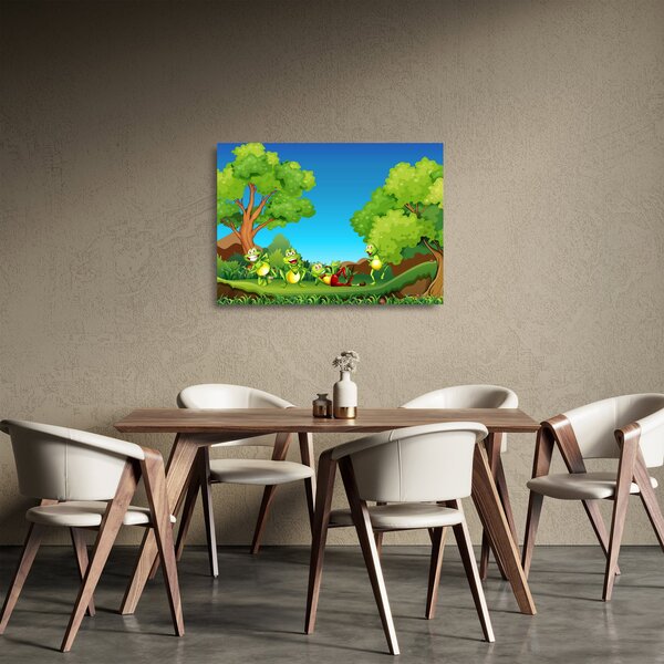 Staklena slika - Vesele žabe (70x50 cm)