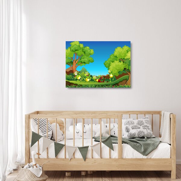 Staklena slika - Vesele žabe (70x50 cm)