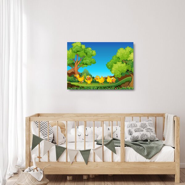 Staklena slika - Vesele račke (70x50 cm)