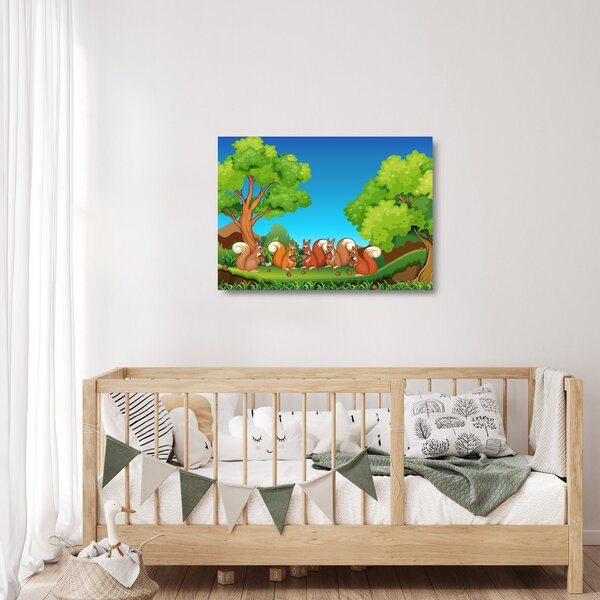 Staklena slika - Vesele veverice (70x50 cm)