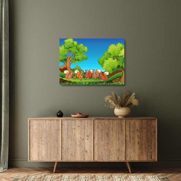 Staklena slika - Vesele veverice (70x50 cm)
