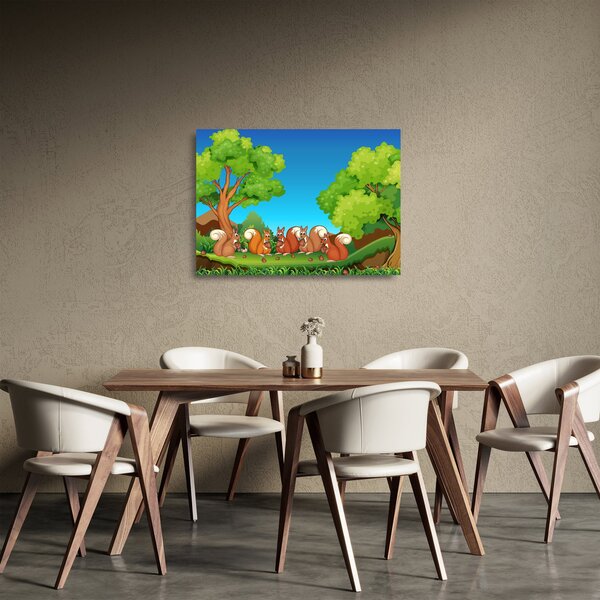 Staklena slika - Vesele veverice (70x50 cm)