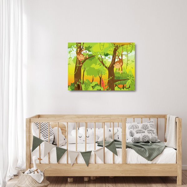 Staklena slika - Opice (70x50 cm)