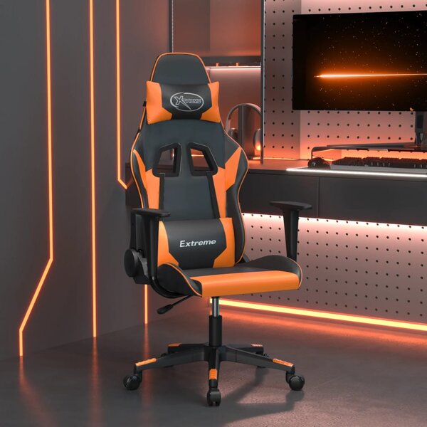 VidaXL Masažna igraća stolica crno-narančasta od umjetne kože