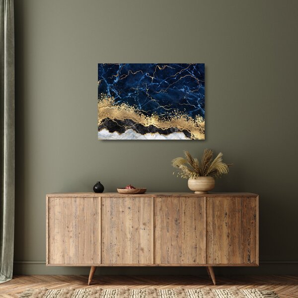 Staklena slika - Temno modri marmor (70x50 cm)