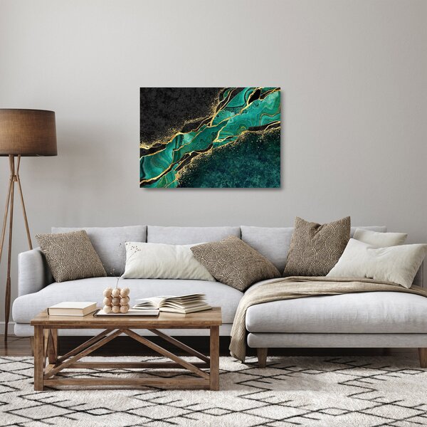 Staklena slika - Oljno-zlato marmoriranje (70x50 cm)