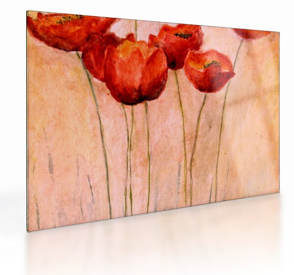 Staklena slika - Rdeči tulipani (70x50 cm)
