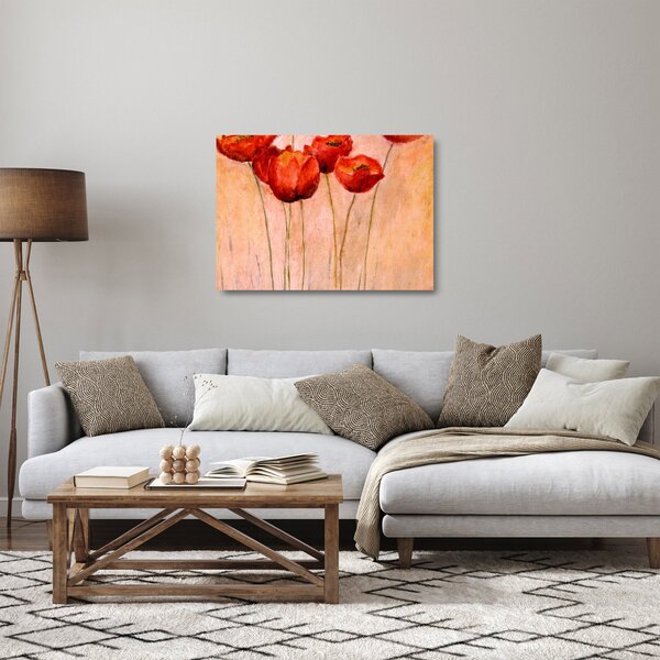 Staklena slika - Rdeči tulipani (70x50 cm)