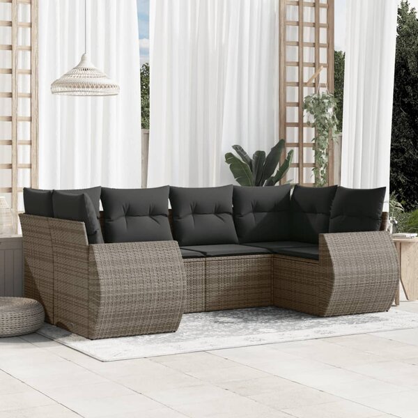 VidaXL 6-dijelni set vrtnih sofa od poliratana s jastucima sivi