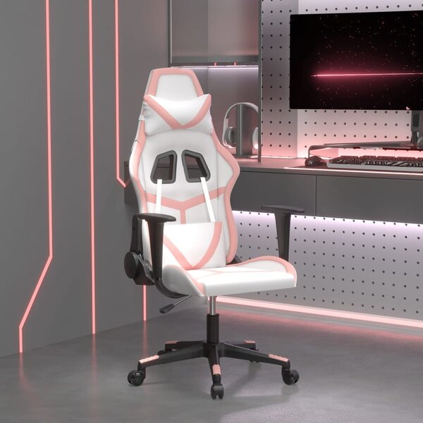 VidaXL Igraća stolica bijelo-ružičasta od umjetne kože