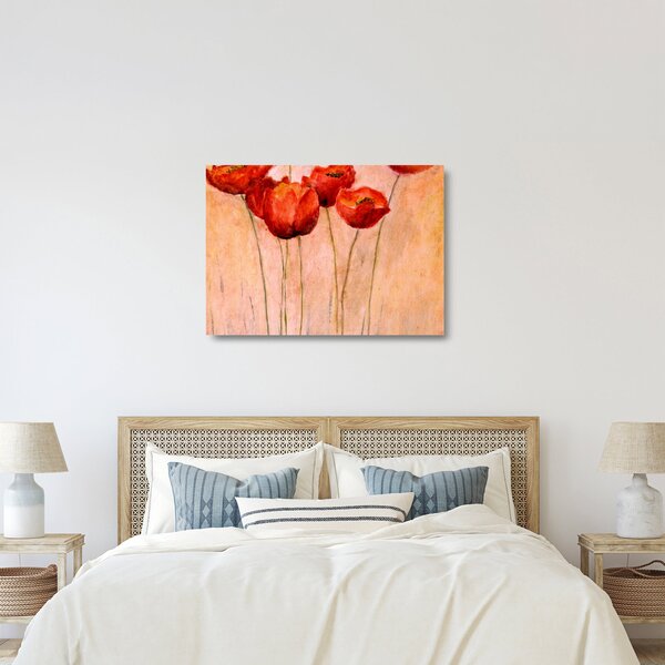 Staklena slika - Rdeči tulipani (70x50 cm)