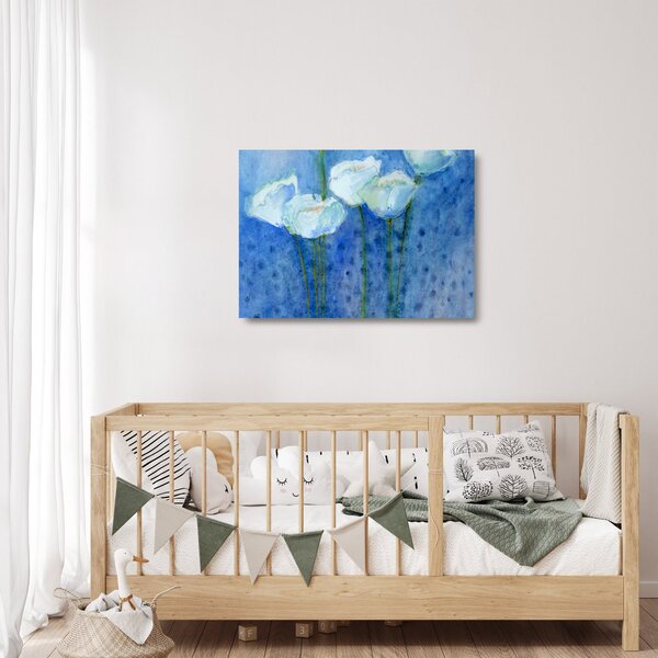 Staklena slika - Beli tulipani (70x50 cm)
