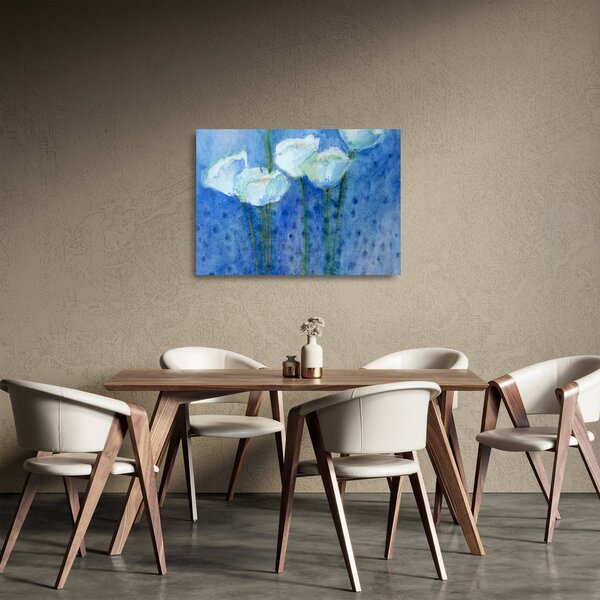 Staklena slika - Beli tulipani (70x50 cm)