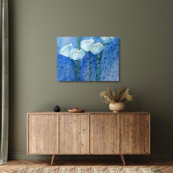 Staklena slika - Beli tulipani (70x50 cm)