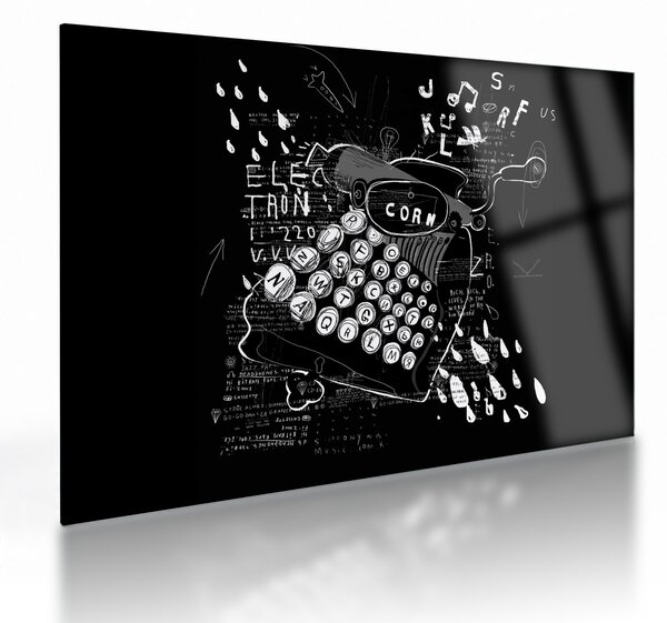 Staklena slika - Risba v slogu Banksyja (70x50 cm)